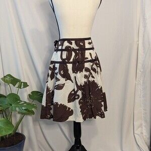 Gap Brown and White Floral A-Line Skirt